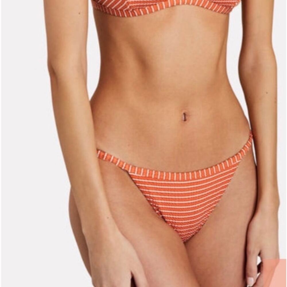 Jonathan Simkhai Seersucker Chili Stripe Bikini Bottom Size Small